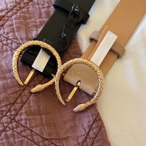 Lulu's Black and Tan Belts with Gold Snake Buckle